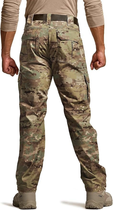 CQR Men's Tactical Pants, Water Resistant Ripstop Cargo Pants, Lightweight EDC Work Hiking Pants, Outdoor Apparel