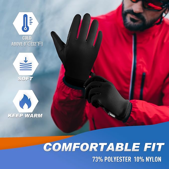 Sukeen Winter Gloves Men Women, Touchscreen Anti-Slip Warm Mens Gloves for Running Driving Cycling Hiking Biking Outdoor