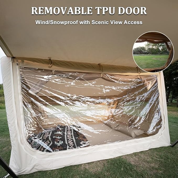 TOMOUNT Inflatable Canvas Tent with Pump,Easy Setup Blow Up Tent for Camping