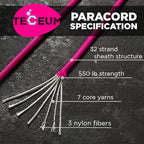 TECEUM 5/32" Paracord Rope 1000 – 1000ft / 200ft / 100ft / 50ft – Tactical Parachute Cord 4mm – 45+ Colors – Nylon String for Survival & Camping Gear – Stripe Cord for Survival – Utility Rope
