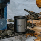 Titanium Coffee Mug Titanium Pots Titanium Cup with Foldable Handle Outdoor Camping Water Mug Tableware 14.3oz/420ml Ti1518B