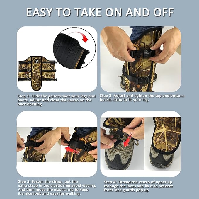 Snake Gaiters for Men & Women,Sturdy Snake Bite Proof Boots,Adjustable Snake Guards,Hiking Gaiters with Storage Pouch.