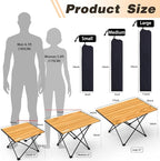 Portable Camping Table, Compact Camping Side Table with Carrying Bag, Ultralight Aluminum Beach Table Folding for Hiking, Camping, Picnicking, BBQ, Outdoor Cooking (Wood Medium 22")