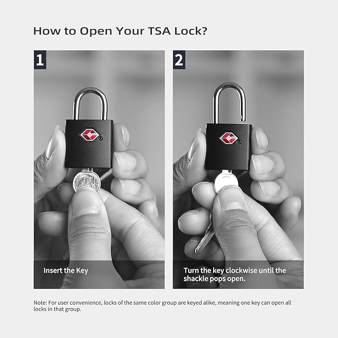 TSA Locks for Luggage, Keyed Alike Luggage Locks TSA Approved 4 Pack, Small Padlock with Key, Padlocks with Keys for Suitcase, Backpack, Bag Zipper, Tool Box, Case, Travel Essentials