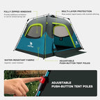 CAMEL CROWN Instant Tents for Camping 4-6 Person Tent Waterproof Easy Setup Sets Up in 60 Seconds Backpacking Tents with Carry Bag for Outdoor Hiking