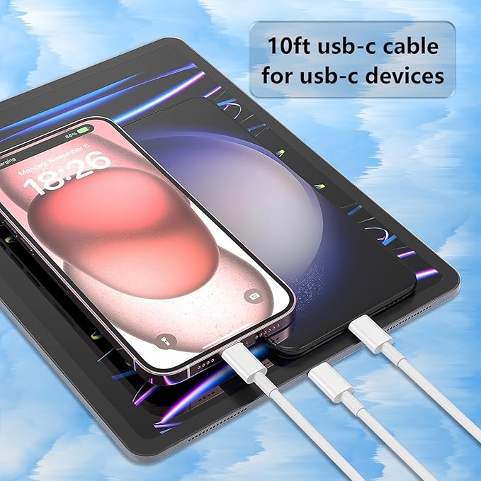 Charger for iPhone 17 Pro Max, iPhone 16 Pro Charger, i.Phone 15 Plus Fast Charging, i.Phone Charge Fast Charging, 20w USB-C Block & 10ft Type-C Cable, White 1 Pack