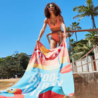 Dock & Bay Beach Towel - Quick Dry, Sand Free - Compact, Lightweight - 100% Recycled - Includes Bag - Pool Party Vibes - Extra Large (200x90cm, 78x35)