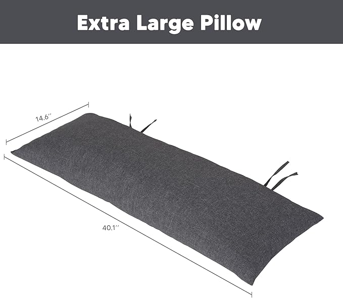 SUNCREAT Detachable Extra Large Outdoor Hammock Pillow with Ties, Dark Gray