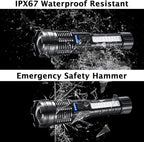 1Pack Flashlight Rechargeable, Rechargeable Flashlights High Lumens L9000, Super Bright Flashlight Powerful, Tactical Flashlights High Lumens, LED Flash Light High Powered for Home Emergencies Camping
