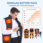 30000mAh Heated Vest Battery Pack 7.4V Heating Vest Battery Bank Power Bank with LED Display DC/USB//Type-C Portable Chargers for Heated Jacket Coat Warming Clothing(Black Grey)