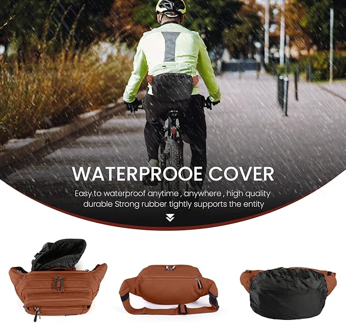 CXWMZY Fanny Packs For Women & Men Waist Pack Hip Bum Bag with Multi-Pockets Large Capacity Waterproof Casual Bum Bag for Disney Traveling Casual Cycling Running Hiking (Brown1)