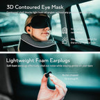 Orthopedic Neck Pillow, Travel Neck Pillows for Airplanes, Memory Foam Kit, 360° Head Support, Airplane Pillow Set with 3D Contoured Eye Masks, Earplugs, and Luxury Mesh Bag (Black)