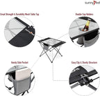 SUNNYFEEL Outdoor Folding Table | Lightweight Mesh Compact Camping Table, Roll Up Top 2 People Portable Camp Tables with Carry Bag for Picnic/Cooking/Beach/Travel/BBQ