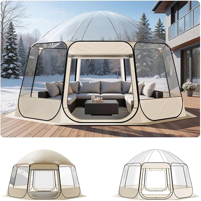 VEVOR Pop up Sports Tent, 8 Sizes Optional Clear Bubble Tent for 1-6 Person, Waterproof Outdoor Pod with Floor Mat & Top Cover, Garden Igloo Dome Tents Camping Shelter for Sports Watching