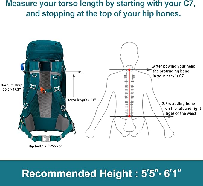 N NEVO RHINO Internal Frame Hiking Backpack 50/60/65/70/80L, Mountain Climbing Camping Backpack Daypack Waterproof Rain Cover