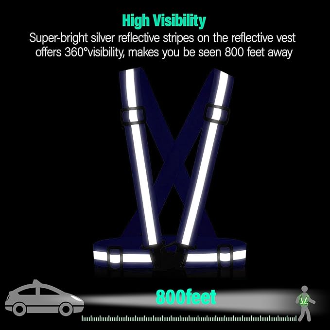Reflective Vest Running Gear, 2Pack High Visible Safety VES for Cycling Jogging Running Walking, Adjustable for Men Women Kids