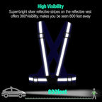 Reflective Vest Running Gear, 2Pack High Visible Safety VES for Cycling Jogging Running Walking, Adjustable for Men Women Kids