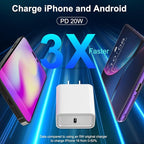 iPhone 17 16 15 Charger Fast Charging, 3 Pack PD 20W USB C Charger with 10FT Cord, USB C Cable Type C Chargers Block for iPhone 17/17 Pro/17 Pro Max/16/16 Plus/16 Pro/16 Pro Max/15/15 Pro（White）