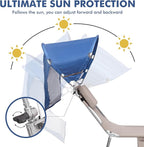 Universal Chair Umbrella Canopy, UPF 50+ Sun Shade with Adjustable Clamp, Fits Most Brands’ Beach, Camping, Lawn, Tanning, Zero Gravity, Lounge & Fishing Chairs, Patent Design