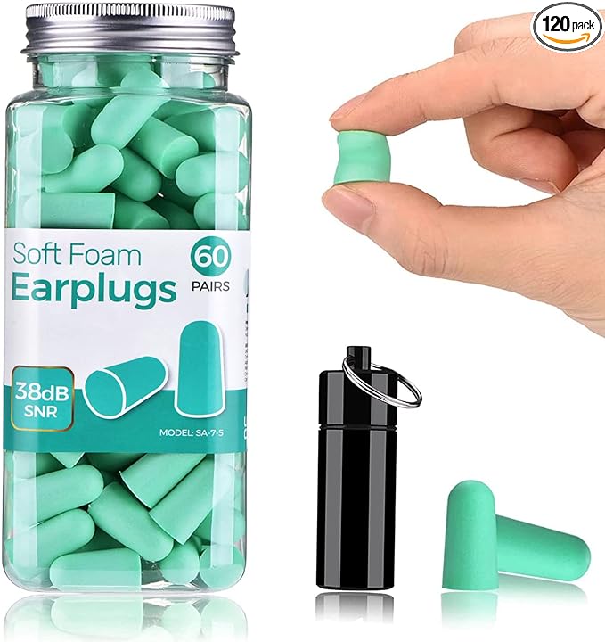 Ultra Soft Ear Plug for Sleeping, 120 PCs High Noise Cancelling Earplug with Aluminum Case, Industrial-Grade Hearing Protection Earplug for Snoring/Working/Studying/Side Sleeper, Slow Rebound