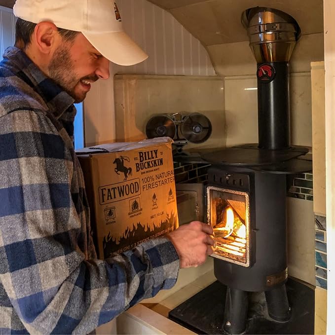 2lb Fatwood Fire Starter Sticks | 100% Natural Fire Starters for Campfires, Firepit, Wood Stoves, Fireplaces, BBQ | Start a Fire w/Just 2 Sticks | Camping Essentials by Billy Buckskin (2lb Bag)