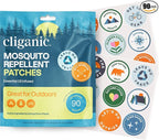 Cliganic Mosquito Repellent Stickers (90 Pack) - Camping Patches for Kids & Adults, Natural DEET-Free, Essential Oil Infused