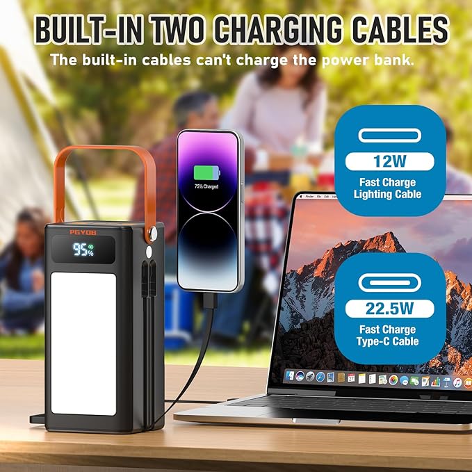 Portable Power Bank Power Station, 27000mAh Outdoor Generator with SOS Light, Backup Battery Charger for MacBook, iPhone, Samsung, Home use, Outdoor Camping, RV Trip