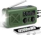 Emergency Radio Hand Crank Solar, 5000mAh/18500mWh Emergency Weather Radio, Hand Crank Solar Radios with NOAA/AM/FM, Cell Phone Charger, Headphone Jack, Flashlight for Indoor Outdoor