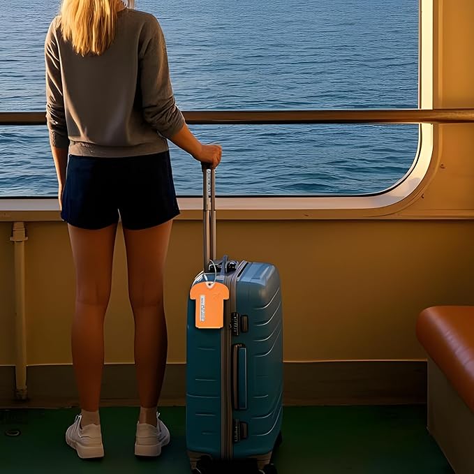 2Pack Personalized Jersey Shaped Plastic Luggage Tags - Lightweight and Secure Privacy Protection for Your Personal Information (Orange)