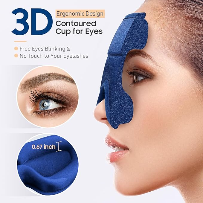 Sleep Mask, Premium Eye Mask for Sleeping, Total Blackout, Superior Soft Comfort, Upgraded 3D Ergonomic Designed Sleeping Mask for Home, Office, Travel, Meditation, Royal Blue