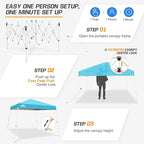 EAGLE PEAK 10x10 Slant Leg Pop-up Canopy Tent Easy One Person Setup Instant Outdoor Beach Canopy Folding Portable Sports Shelter 10x10 Base 8x8 Top (Light Blue)