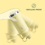 IDEUS Insulated Stainless Steel Water Bottle with 2 Leak-Proof Lids, Thermal Water Flask for Hiking Biking, 32oz, Light Yellow