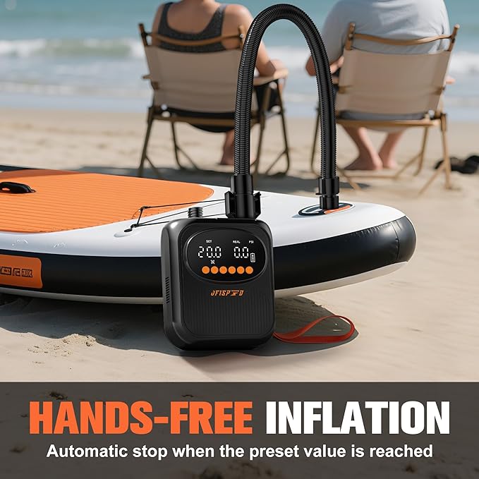 Paddle Board Pump, 20PSI High Pressure SUP Pump with Auto-Off, Dual Stage Inflation & Deflation for Stand Up Paddle Boards, Boat, Tent, Mattress