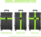 Luggage Straps for Suitcases TSA Approved Travel Belt 4 Pack by Chelmon (Green)