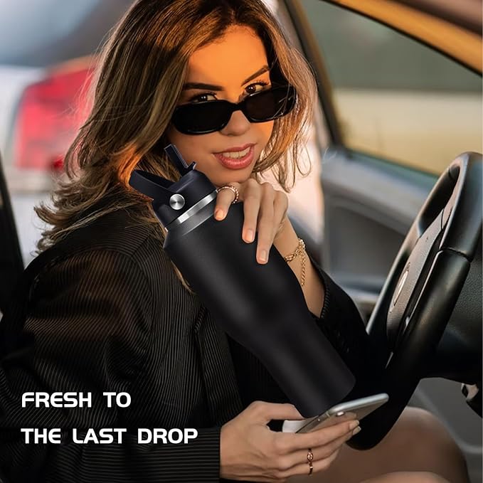 40 OZ Stainless-steel Insulated Water Bottles - Cold 48H & Hot 24H, Leak-Proof Metal Water Flask with Sleeve, Protective Boot, BPA Free Vacuum Insulated 40oz Water Bottle Fits In Cup Holder