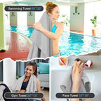 Quick Dry Travel Towel, 3 Sizes 1 Pack Camping Microfiber Towel, Lightweight Fast Drying Towels Set 60"x30", 30"x15", 15"x15" w/Bag for Gym, Beach, Hiking, Swimming, Grey