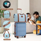 Kono Suitcase Set 3 Piece Luggage Set Expandable(only 28") Carry On Hardside Luggage with TSA Lock Spinner Wheels (Apricot Blue, 6 piece set)