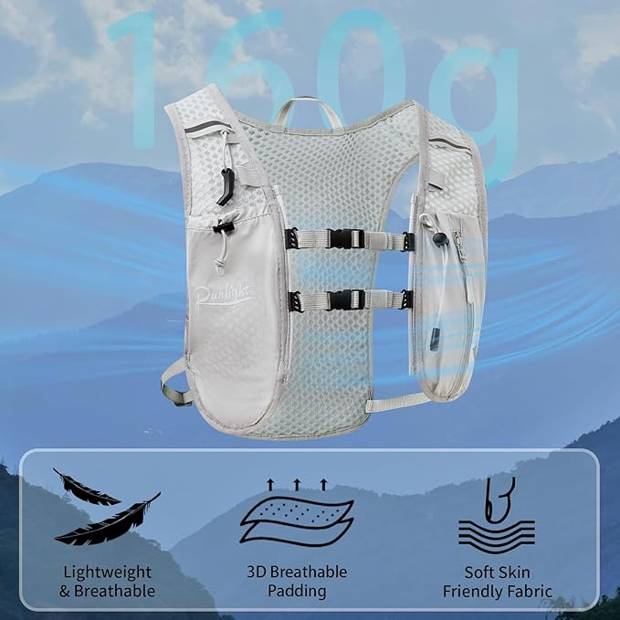 Running Vest for Women Men, Adjustable Hydration Backpack Breathable Reflective with 1.5L Water Bladder for Hiking, Trail, Running, Marathons, Cycling