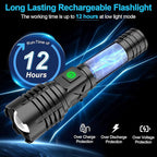 Flashlights High Lumens Rechargeable (Battery Included), XHP70.2 Super Bright LED Flashlight with Holster, Type-C, 5 Modes, Zoomable, IPX6 Waterproof Flashlights for Emergency Camping