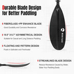 Kayak Paddles with Fiberglass Shaft and Reinforced PP Blade, Floating Adjustable Kayaking Oars, 3 Piece, 220-240 cm/86-94 Inches, 240-260 cm/94-102 Inches