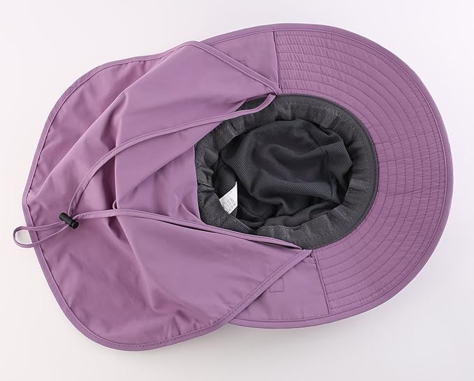 Home Prefer Outdoor UPF50+ Mesh Sun Hat Wide Brim Fishing Hat with Neck Flap Sun Hat for Men Women