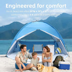 Beach Tent Sun Shelter for 4/5 Person - UPF 50+ UV Protection Portable Beach Shade Sun Canopy, Waterproof & Lightweight, Easy Setup Beach Tent for Family Beach Trips, Picnics, Camping