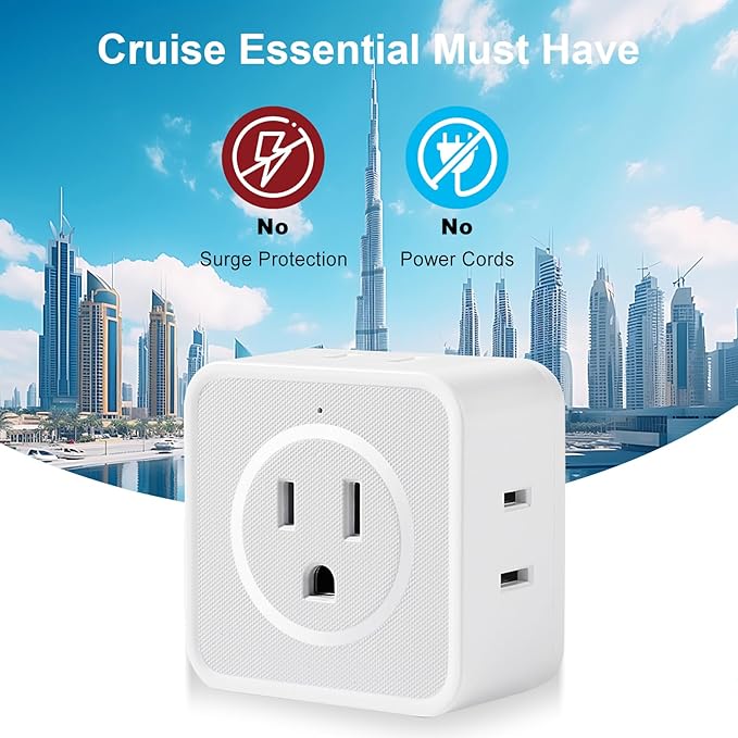 2 Prong to 3 Prong Adapter, FiiMan Multi Plug Outlet Extender 5 AC Outlet Splitter Wall Adapter Non-Grounded Outlets Expander for Japan Travel - Type A, 1875W, White (1 Pack)