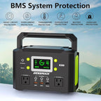 GENSROCK Portable Power Station, 110V/300W Pure Sine Wave Solar Generator, 222Wh Backup Lithium Battery With AC Outlet/QC 3.0/Type-C/LED Light for CPAP Family Emergency Outdoor Camping RV Travel.