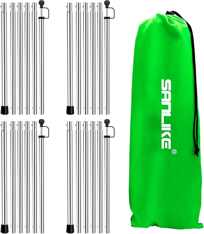 SAN LIKE Tent Poles for Tarp, 90 in Tarp Poles Set of 4, Tent Poles Replacement, Telescoping Pole, Canopy Poles, Camping Poles for Rooftop Tents, Trekking Pole Tent for Rain Fly, Camper, Awning