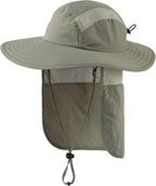 Home Prefer UPF 50+ Mens Wide Brim Fishing Hat with Neck Flap Sun Hat for Men Women Sun Protection Cap