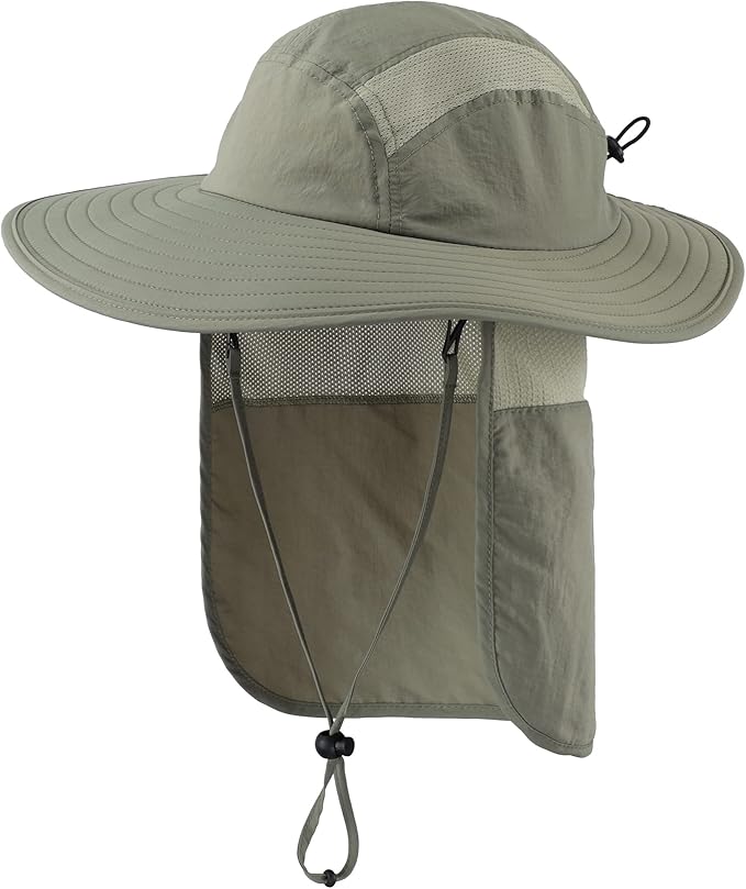 Home Prefer UPF 50+ Mens Wide Brim Fishing Hat with Neck Flap Sun Hat for Men Women Sun Protection Cap
