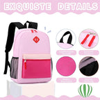 Backpack Set for Girls Boy Kids Backpack with Lunch Box for Elementary Primary Kindergarten School Bag (Purple Pink Set, Large)