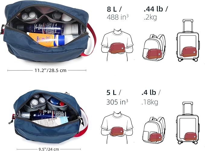 Travel Toiletry Bag 8L, Large Packing Cube with Waterproof TPU Wet/Dry Compartment