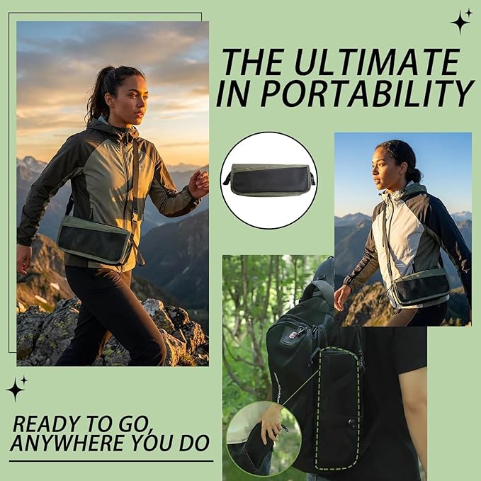 12" Portable Collapsible Stool - Folding Chair with Storage Pouch, Convertible Satchel for Hands-Free Carry & Supports 265Lbs, Ultralight for Hiking, Fishing, Camping, Festivals (Green, Standard)